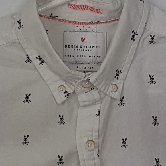 Denim and Flower Button up Shirt - Picture 3 of 3